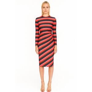 Jonathan Cohen Side Twist Midi Dress XS Red NEW
